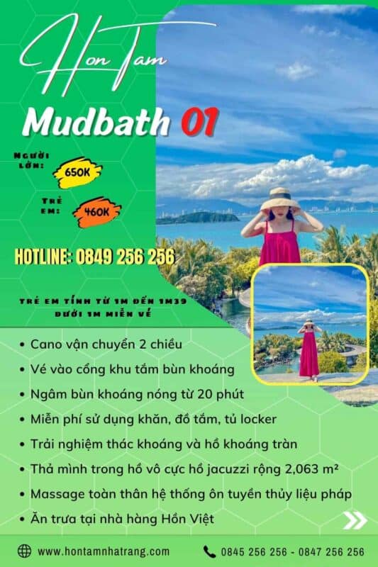 Tổng đài xe điện Nha Trang 1 vé hòn tằm tắm bùn