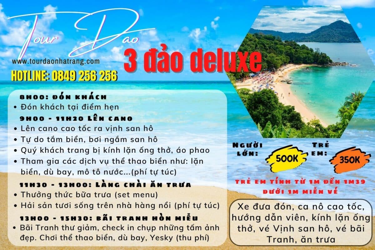 Tour 3 đảo Nha Trang - TOUR GHÉP ĐOÀN & TOUR TỰ TÚC 1 tour 3 đảo nha trang